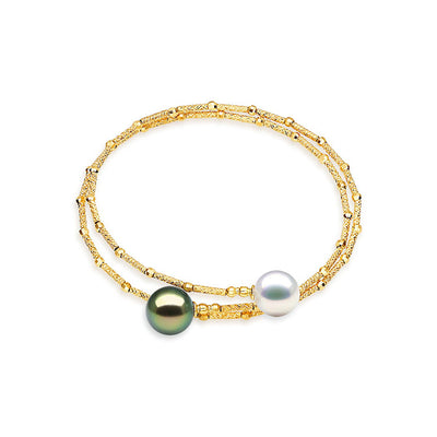 Coil Faceted Sea Pearl Bracelet