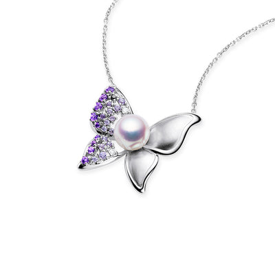 Flowering Butterfly Akoya Pearl Pendant
