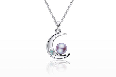Crescent Moon Pearl Silver Pendant