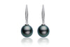 Diamond Hook Black Pearl Earrings