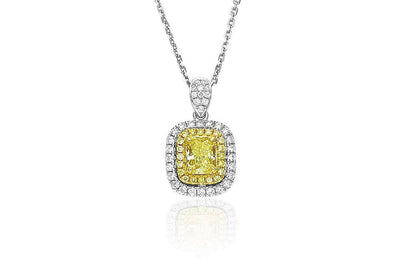 Halo Yellow Diamond Pendant-Kyllonen