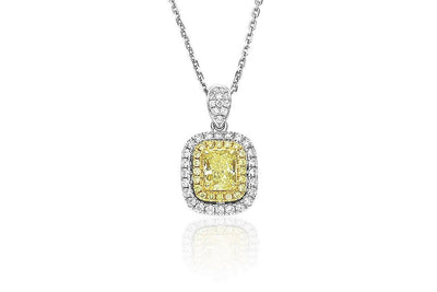 Halo Yellow Diamond Pendant-Kyllonen