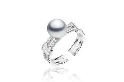 Paris Blue Silver Akoya Pearl Ring