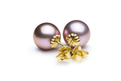 Pink Metallic Freshwater Stud Earrings by Kyllonen