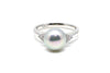 Diamond Triangle Silver Akoya Pearl Ring-Kyllonen