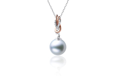 Square Knot South Sea White Pearl Pendant Angle by Kyllonen